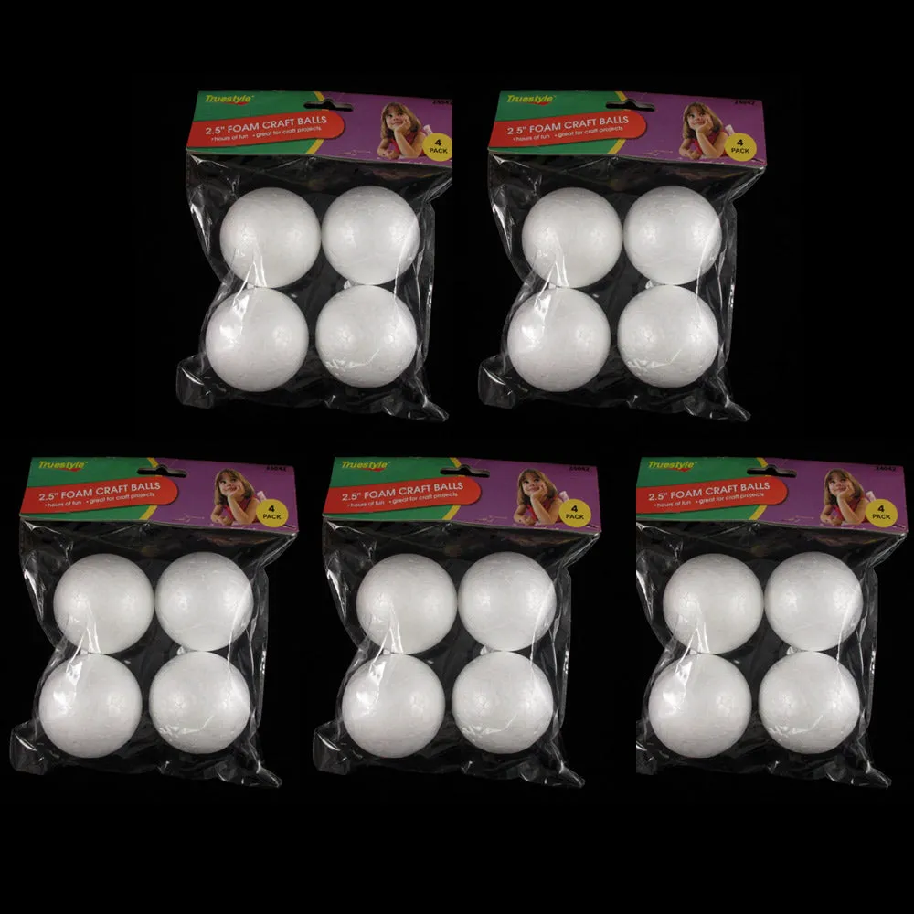 20 Foam Balls 2.5" School Christmas Arts Crafts Modeling Smooth Polystyrene