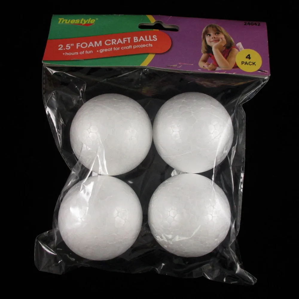 20 Foam Balls 2.5" School Christmas Arts Crafts Modeling Smooth Polystyrene