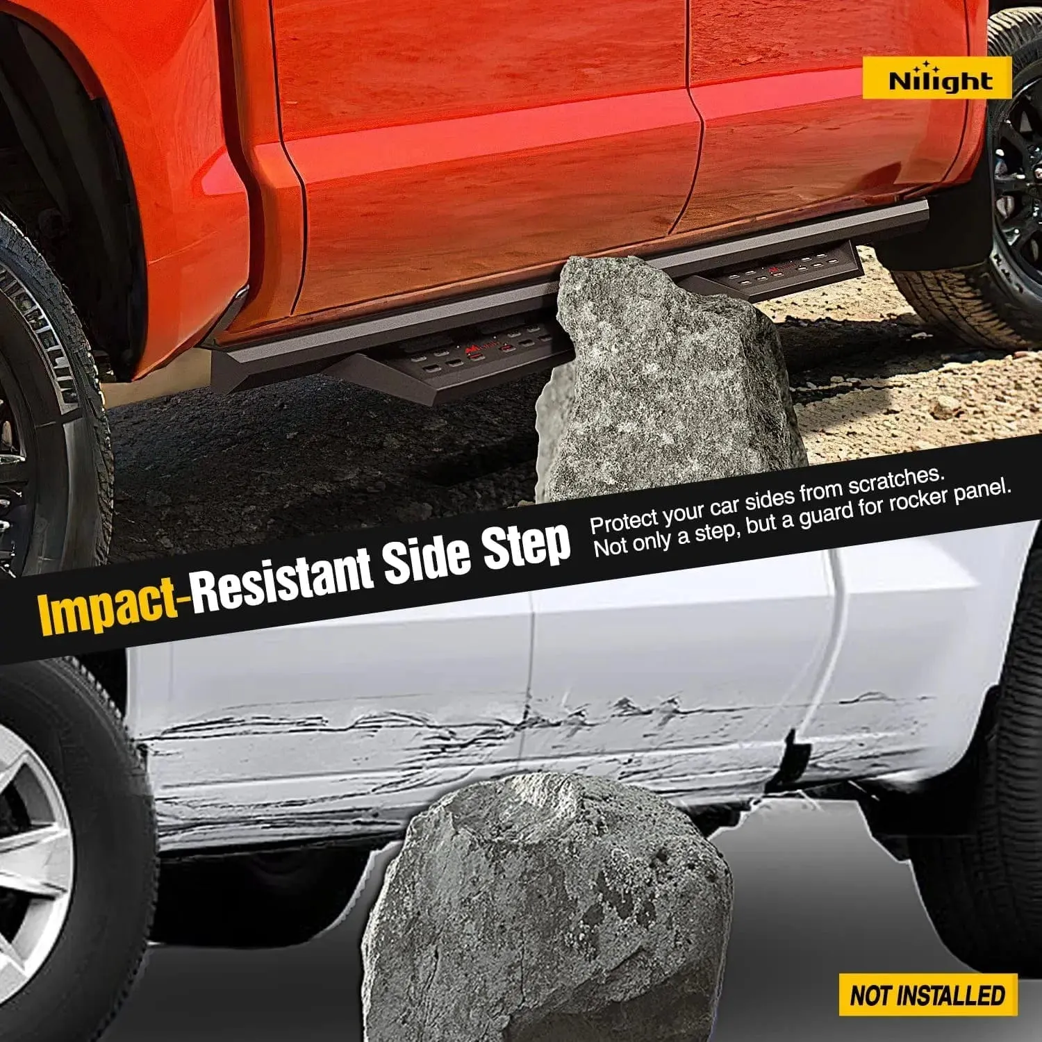 2007-2021 Toyota Tundra CrewMax Cab Running Boards 3.6 Inch Drop Side Steps Bolt-on Black Powder Coated