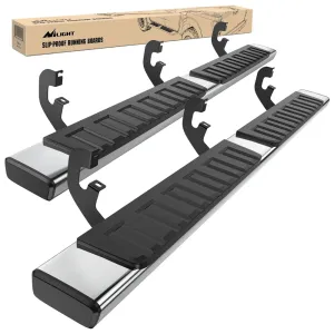2019-2024 Chevy Silverado/GMC Sierra 1500 Double Cab 2020-2024 Silverado/GMC Sierra 2500HD 3500HD 6 Inch Stainless Steel Bolt-on Side Step Nerf Bars Running Boards