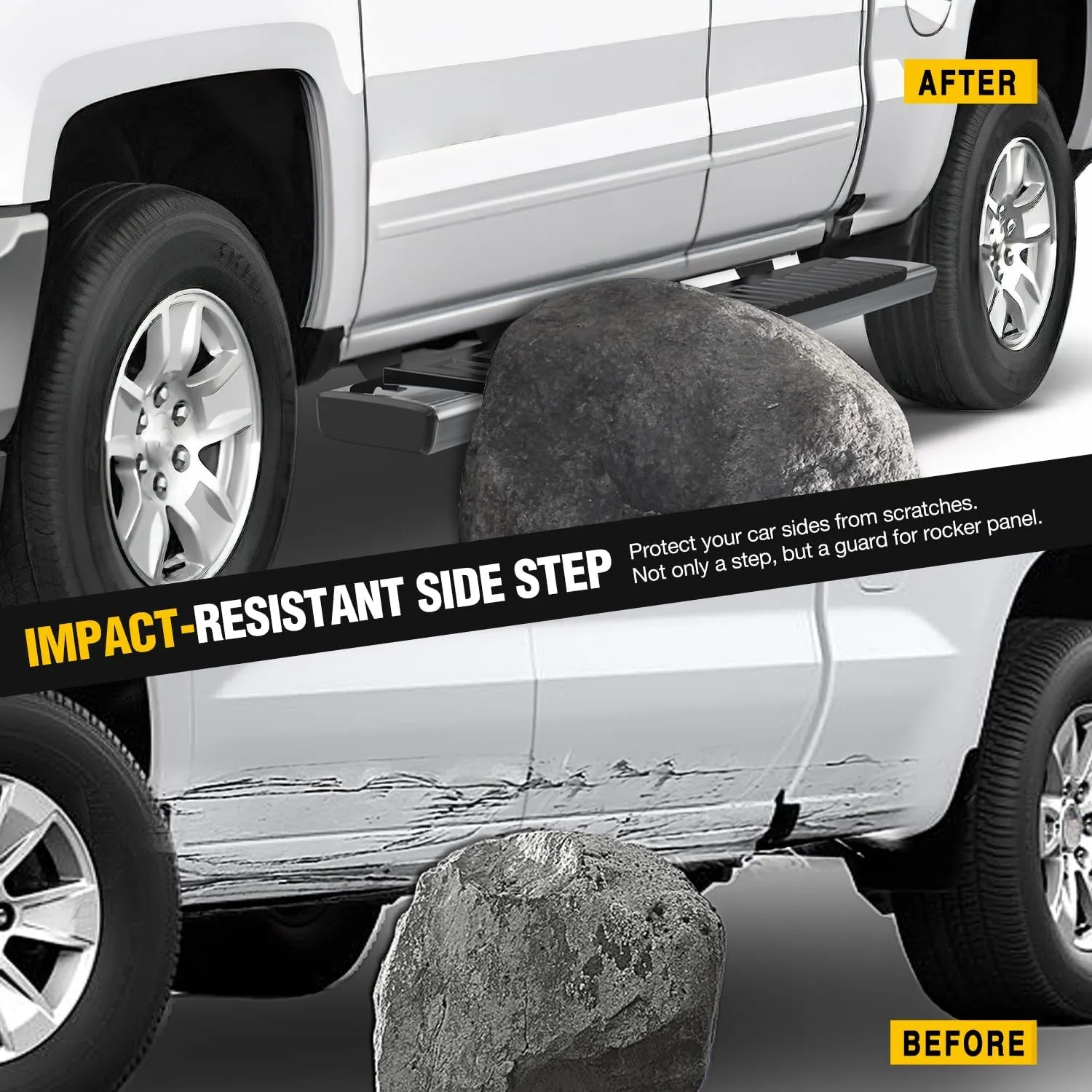 2019-2024 Chevy Silverado/GMC Sierra 1500 Double Cab 2020-2024 Silverado/GMC Sierra 2500HD 3500HD 6 Inch Stainless Steel Bolt-on Side Step Nerf Bars Running Boards