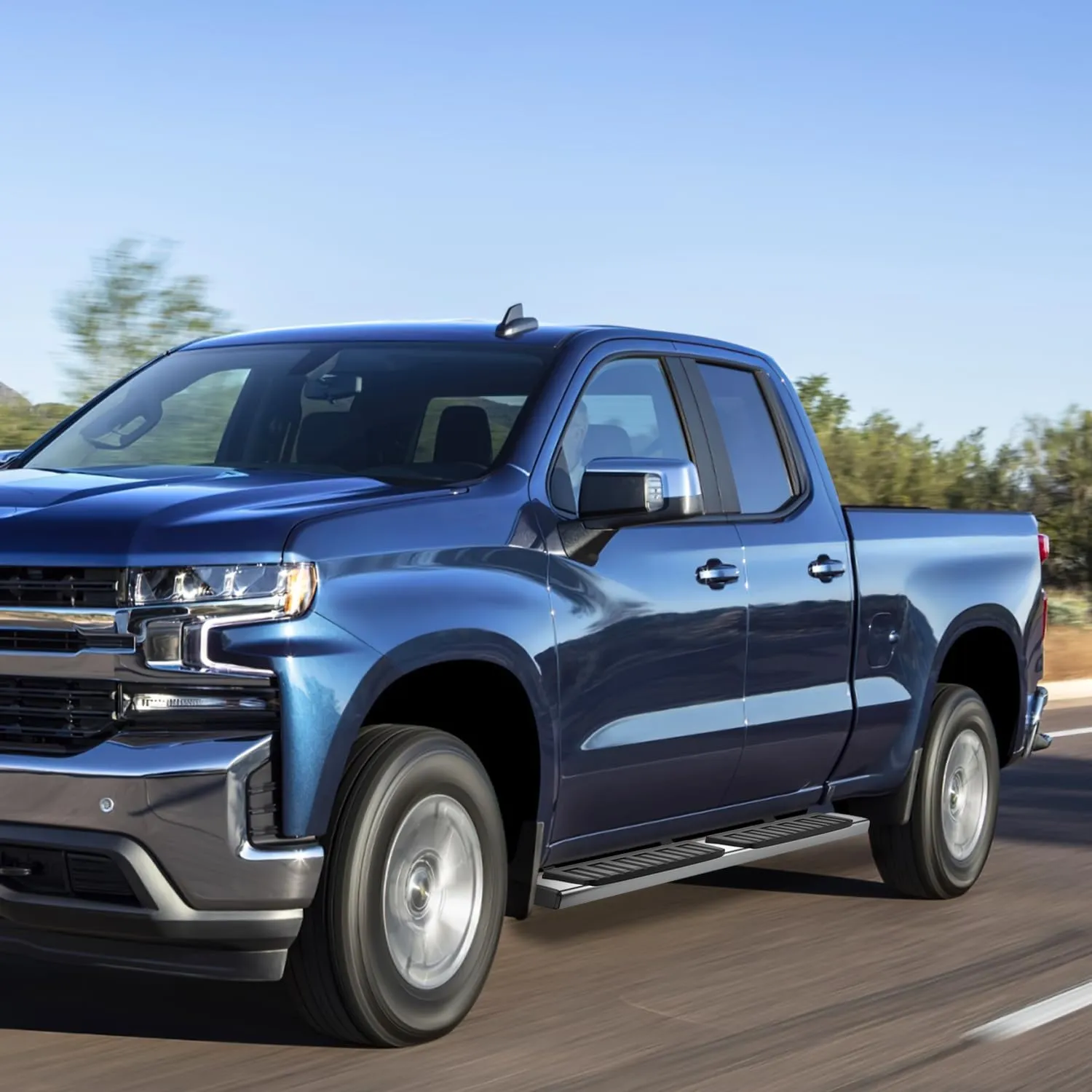 2019-2024 Chevy Silverado/GMC Sierra 1500 Double Cab 2020-2024 Silverado/GMC Sierra 2500HD 3500HD 6 Inch Stainless Steel Bolt-on Side Step Nerf Bars Running Boards