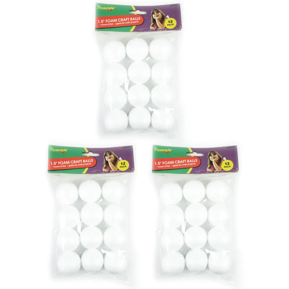 36 Ct Foam Balls 1.5" Round White Foam Polystyrene Sphere Art Craft