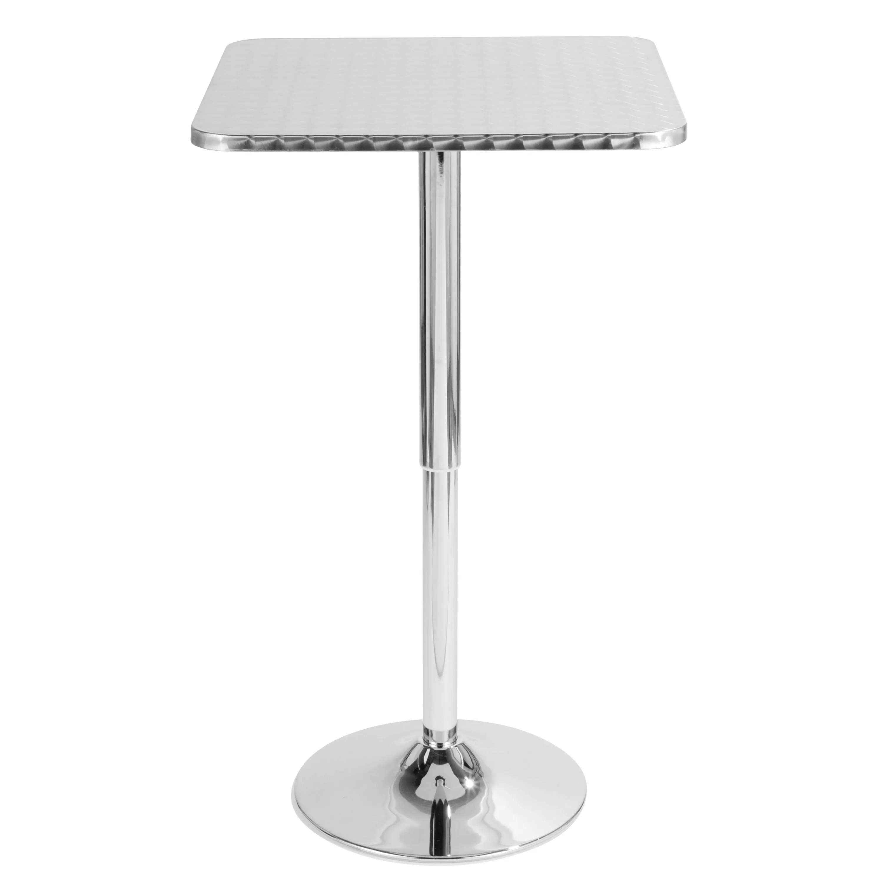 Bistro - Contemporary Adjustable Square Bar Table - Silver by Couch.com