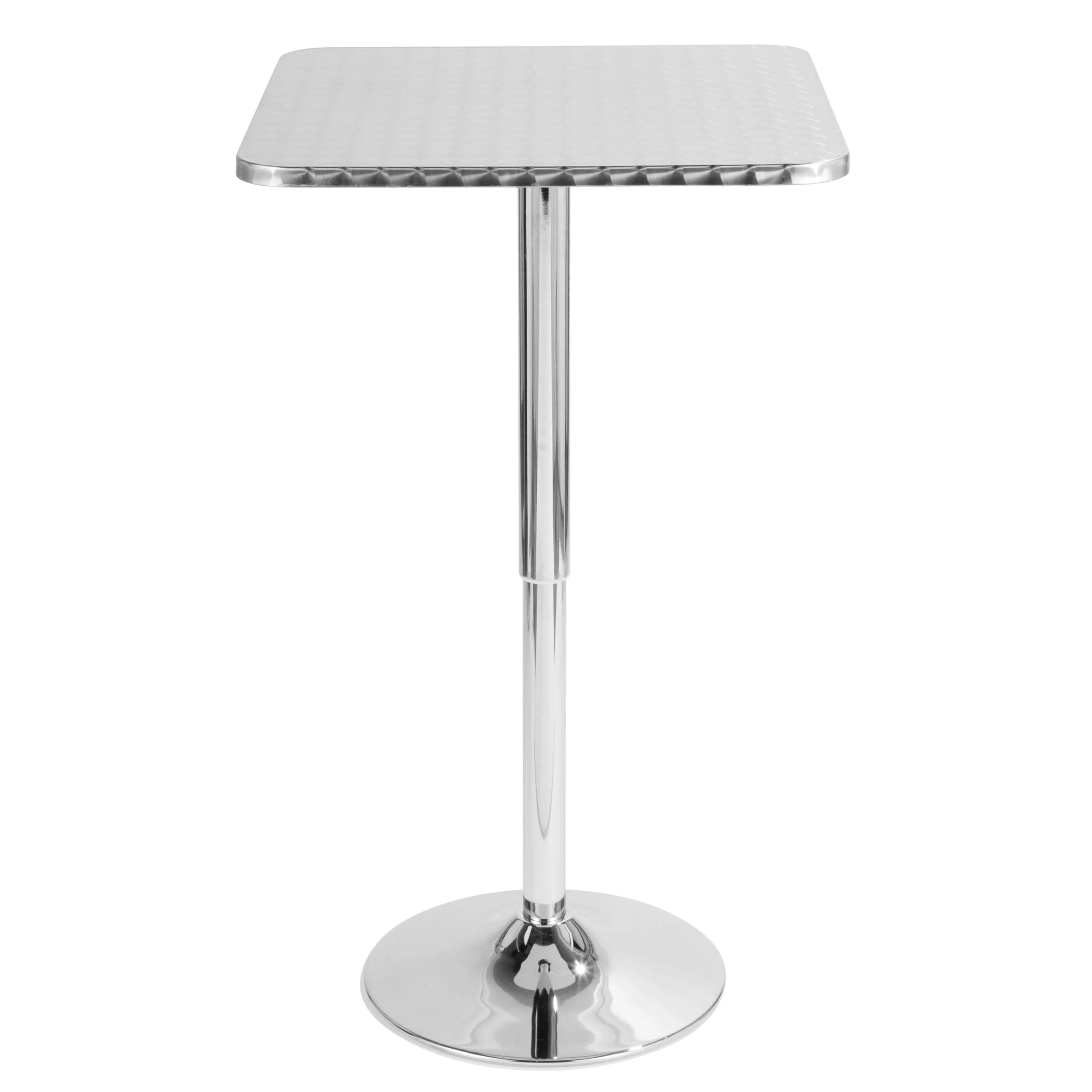 Bistro - Contemporary Adjustable Square Bar Table - Silver by Couch.com