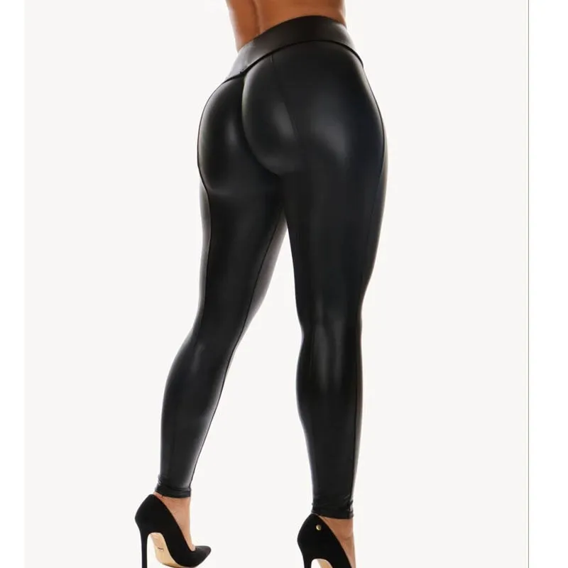 Black Faux Leather Motor PU High Waist
