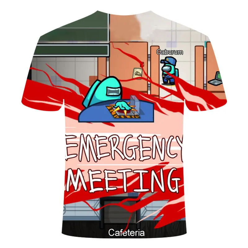 Game Among Us 3D Printed Breathable Round Short Sleeves T-Shirt
