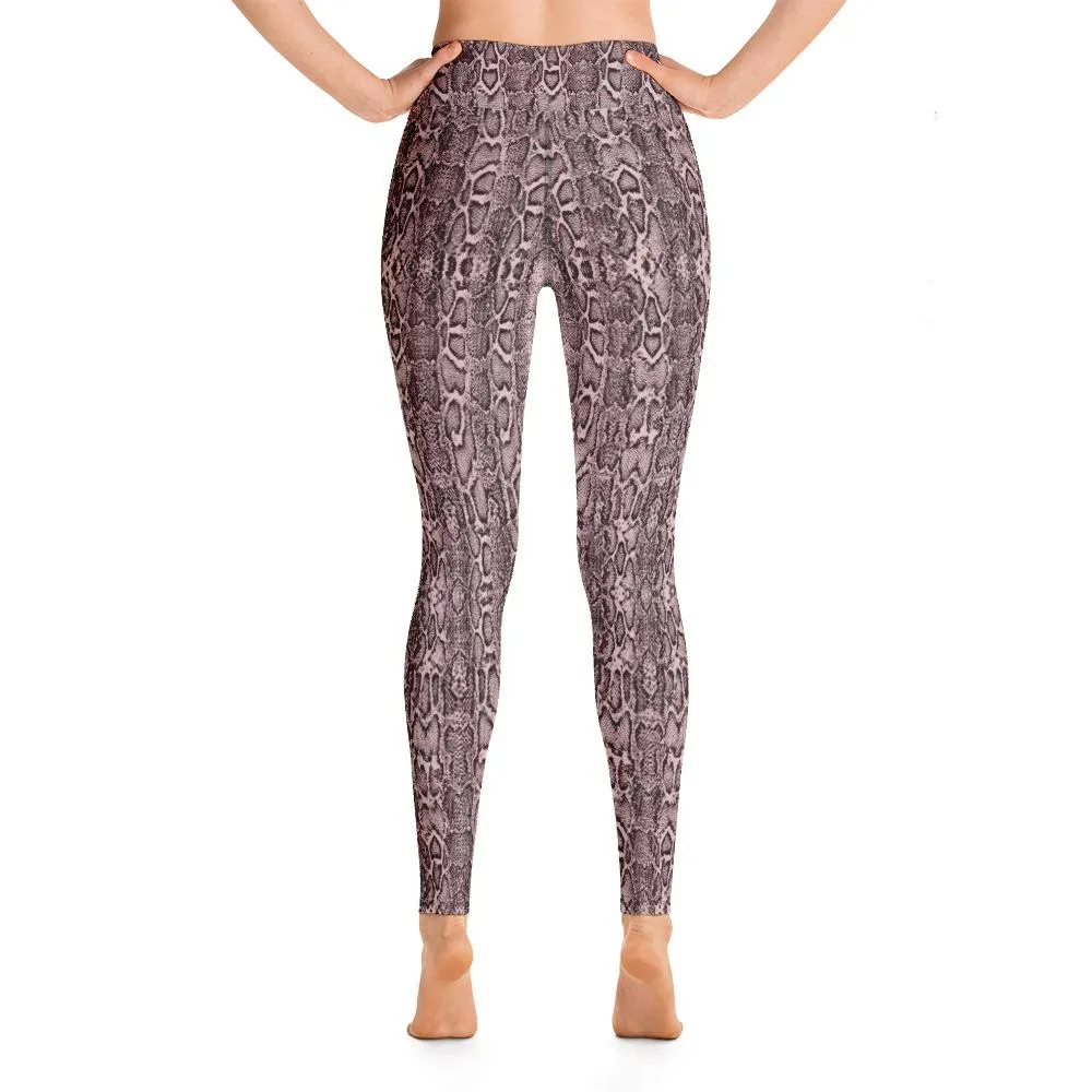 High Waist- Yoga Leggings-Pink Snake