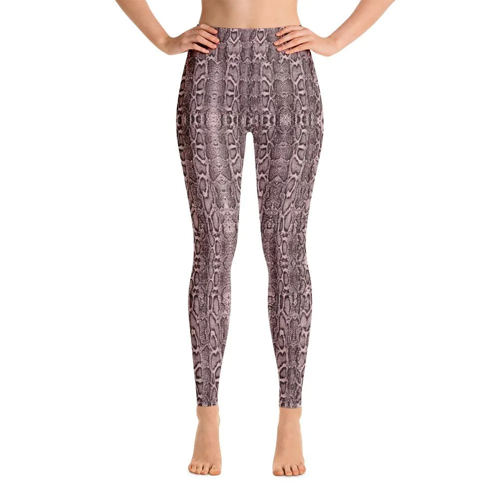 High Waist- Yoga Leggings-Pink Snake
