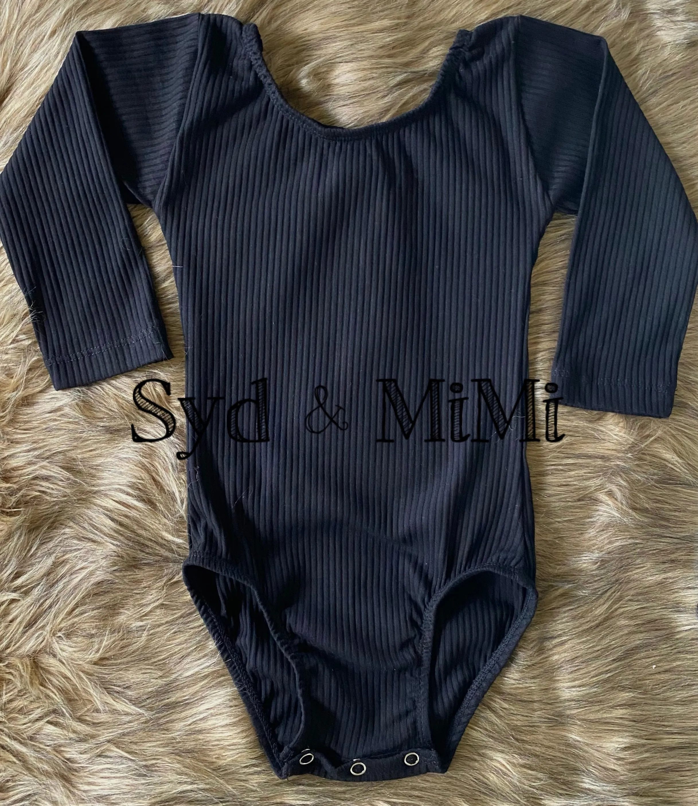 Leotard ~ RIBBED ~ L/S Cap Sleeve ~ Black