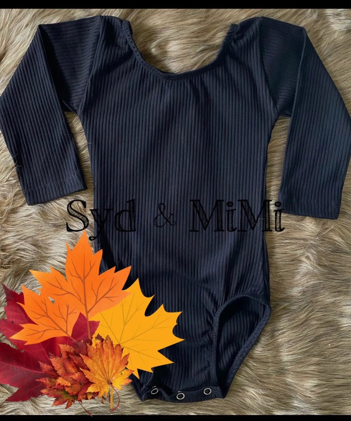 Leotard ~ RIBBED ~ L/S Cap Sleeve ~ Black