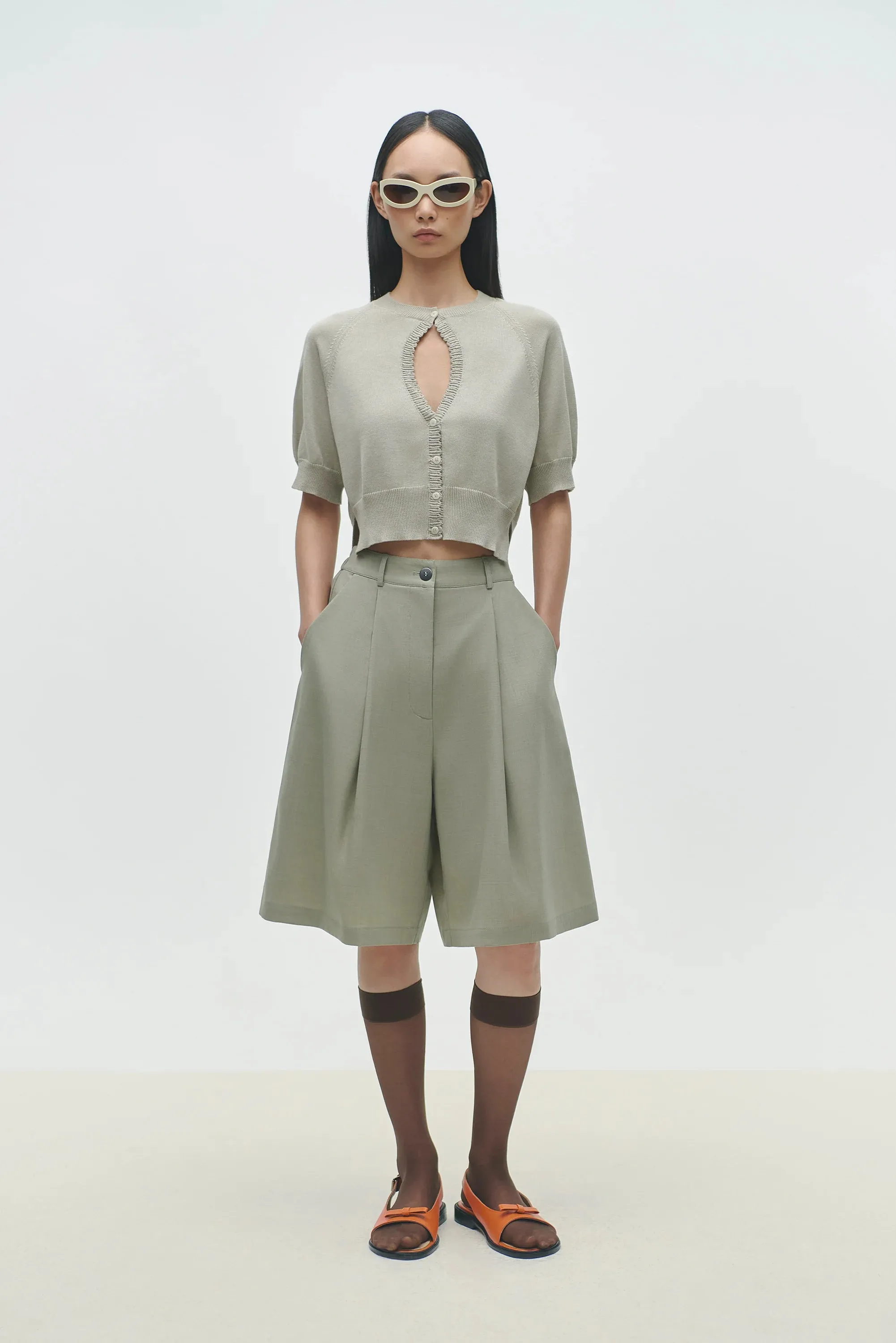 Organic Cotton Cut-Out Top Peal Grey