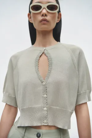Organic Cotton Cut-Out Top Peal Grey