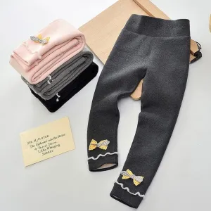Plaid Bow High Waist Plush Leggings