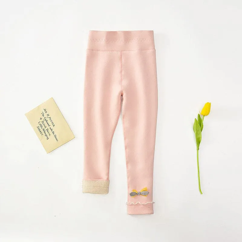Plaid Bow High Waist Plush Leggings