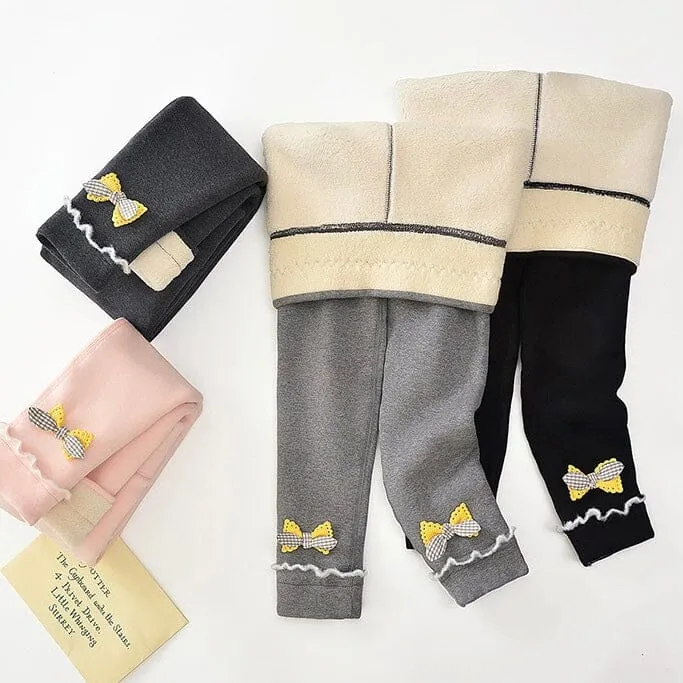 Plaid Bow High Waist Plush Leggings