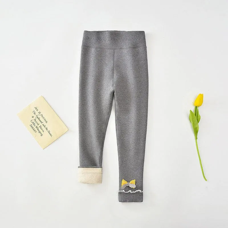 Plaid Bow High Waist Plush Leggings