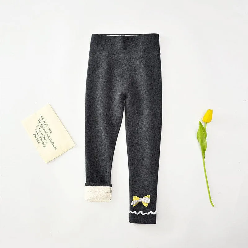 Plaid Bow High Waist Plush Leggings
