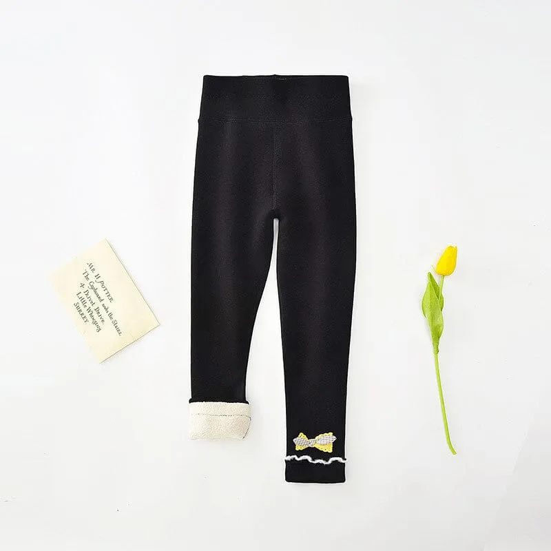 Plaid Bow High Waist Plush Leggings