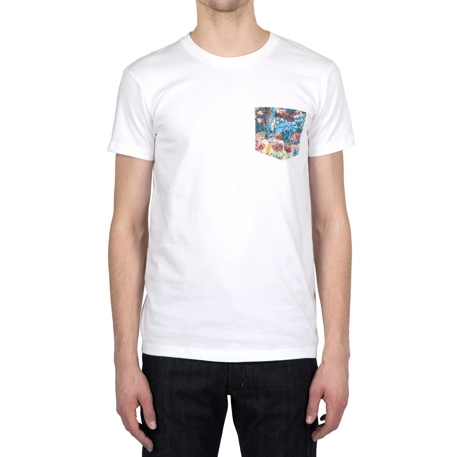 Pocket Tee (White   Flower Painting)