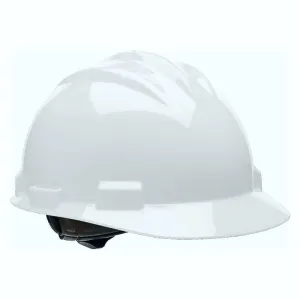 Standard HDPE Hard Hat w/Front Brim in White w/4-Point Suspension