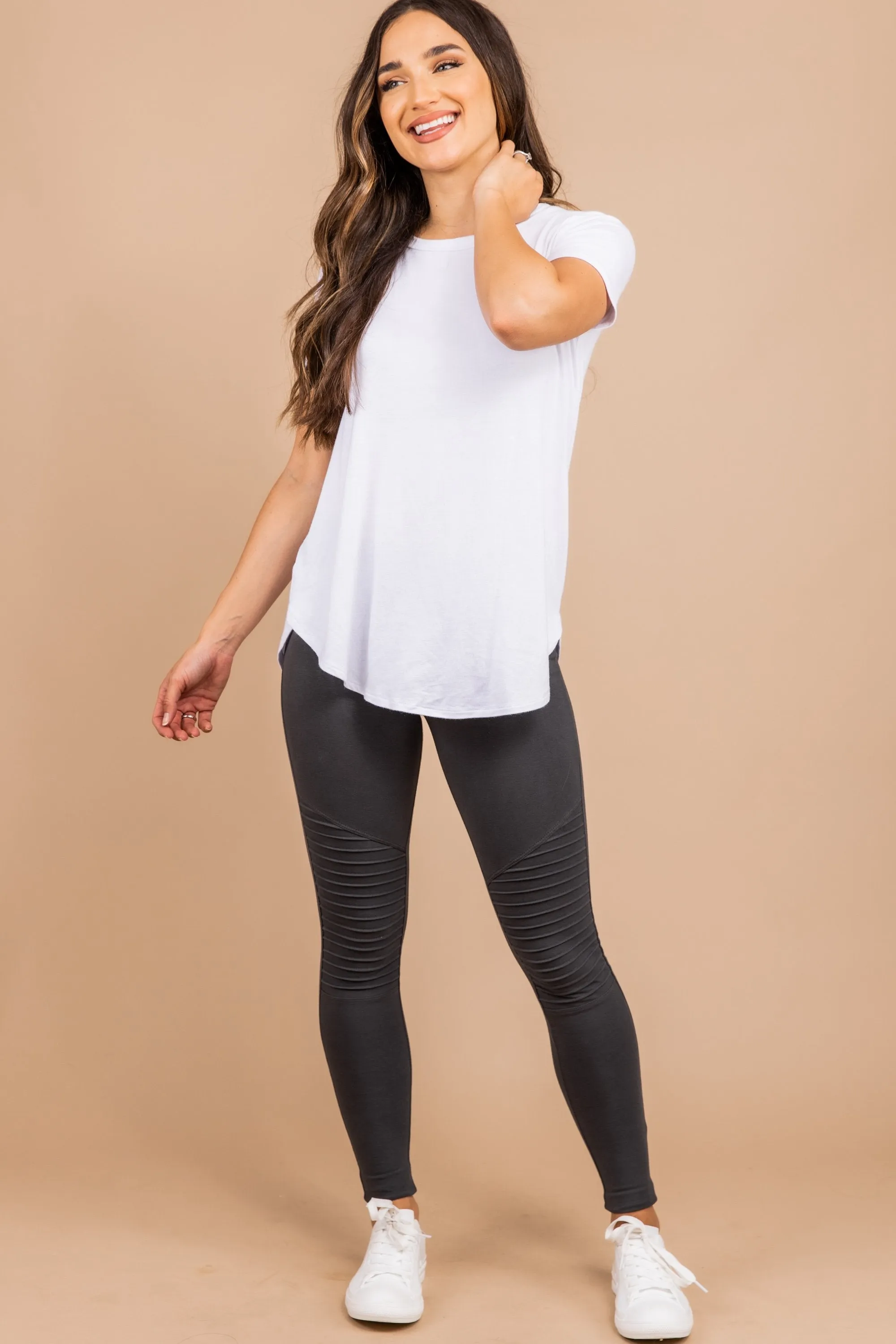 Tell You More Ash Gray Moto Leggings