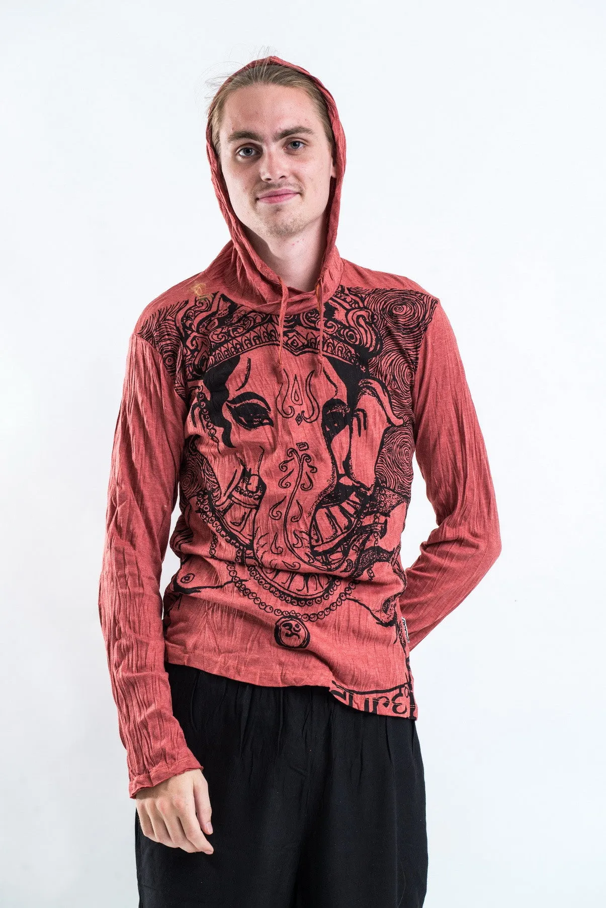 Unisex Big Face Ganesh Hoodie in Brick