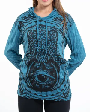 Unisex Hamsa Eye Hoodie in Denim Blue