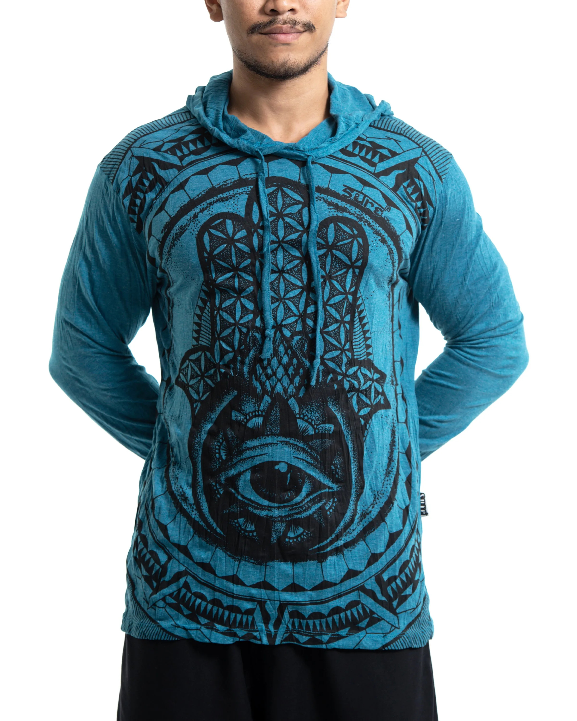 Unisex Hamsa Eye Hoodie in Denim Blue