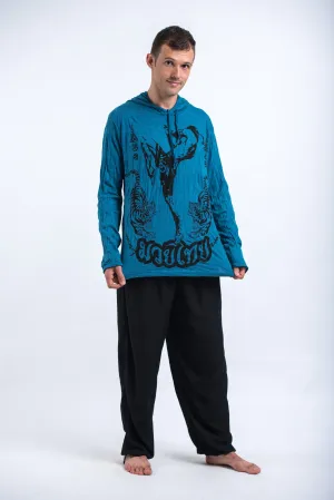 Unisex Muay Thai Flying Knee Hoodie in Denim Blue