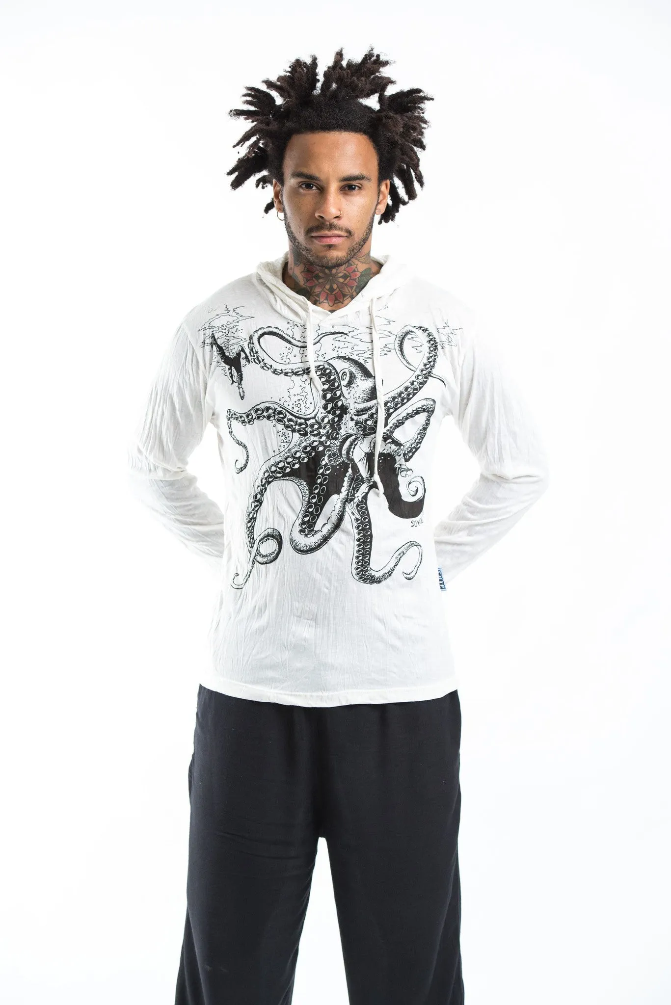 Unisex Octopus Hoodie in White