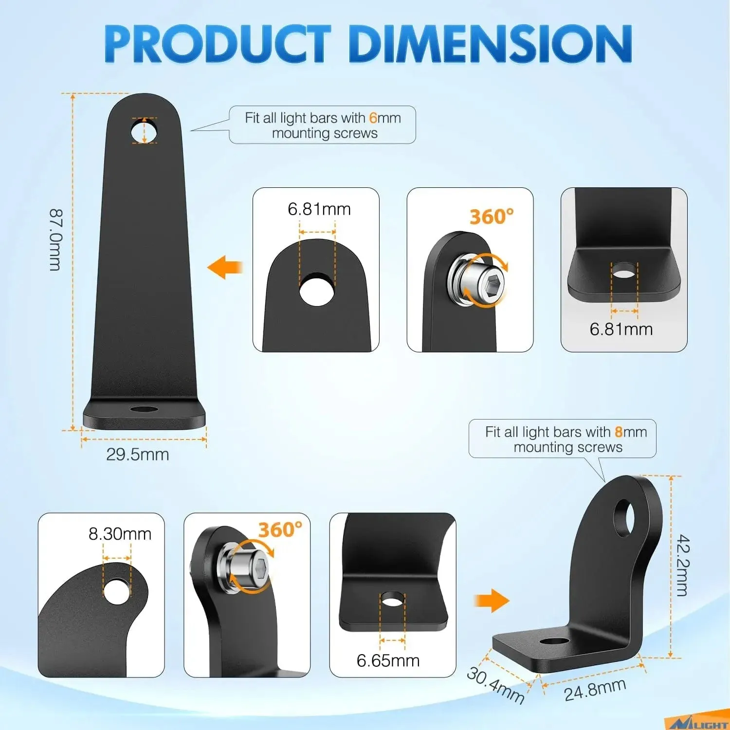 Universal Side-Mounted Adjustable Different Height Brackets (Pair)